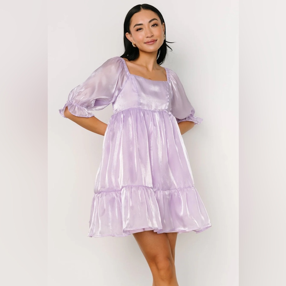 Baltic Born Madea Babydoll Mini Dress in Lilac